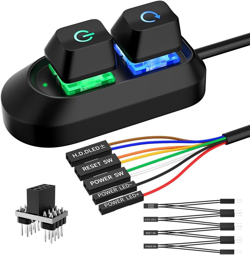 OwlTree PC Power Button, Desktop Switch Splitter ON Off Reset SW HDD LED PC External Power Supply Button for Computer Motherboard - Image 1